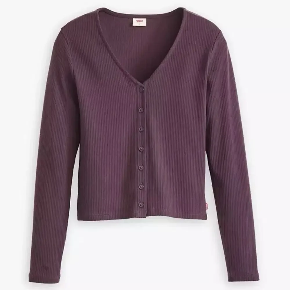 $35 Levi’s Muse Long Sleeve Cardigan Tee - Purple - Small - Picture 3 of 9
